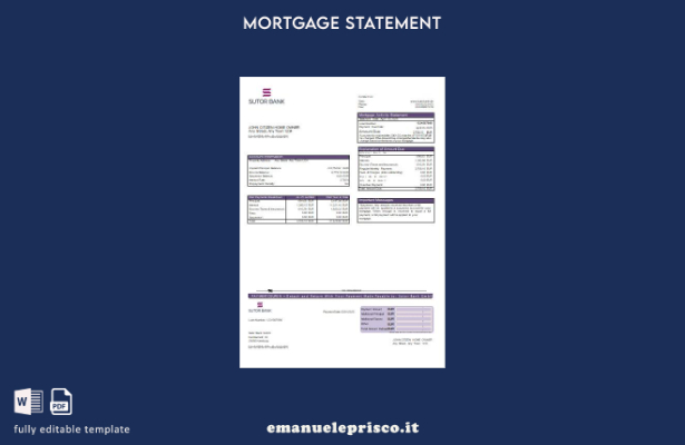 modello di estratto conto ipotecario Germania Sutor Bank in stile verificato